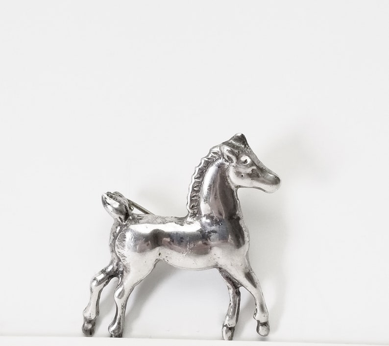 Gift For Her Gift Fine Jewelry Pin Vintage Sterling Silver Pony Colt Filly HORSE Brooch Gift Under 45 Dollars on Etsy