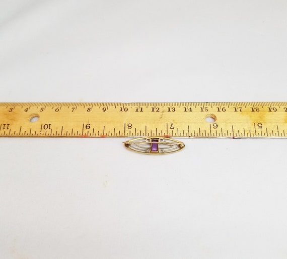 Antique Large Rectangle Cut Amethyst Solid 10K Ro… - image 10