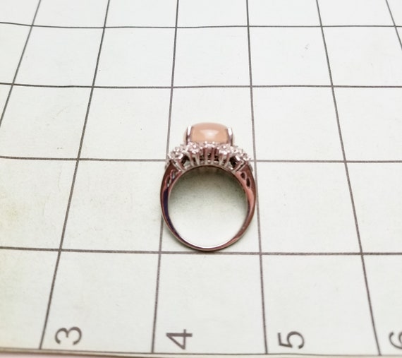 Signed Karis Simulated Moonstone Ring: Silver Ton… - image 10