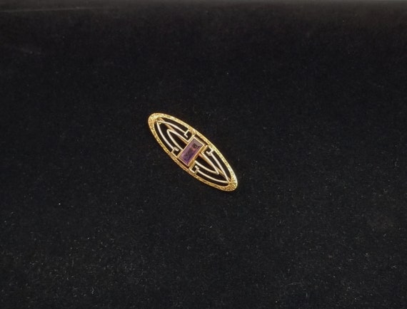 Antique Large Rectangle Cut Amethyst Solid 10K Ro… - image 2