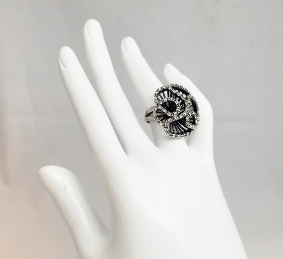 Vintage Statement Ring with Numerous Tiny Crystal… - image 2