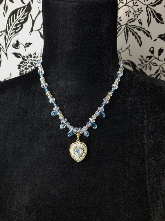 Vintage Necklace, Rhinestone  & Crystal Heart Pen… - image 6