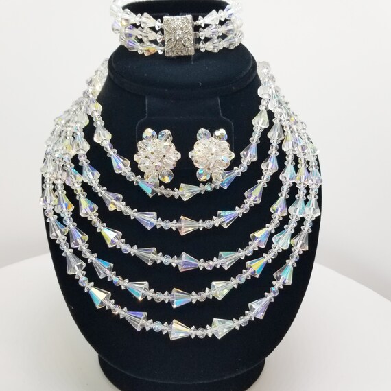 Mid 1950's Swarovski AB Crystals 5 Strand Choker … - image 3