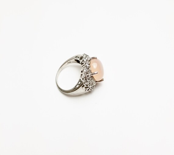 Signed Karis Simulated Moonstone Ring: Silver Ton… - image 2