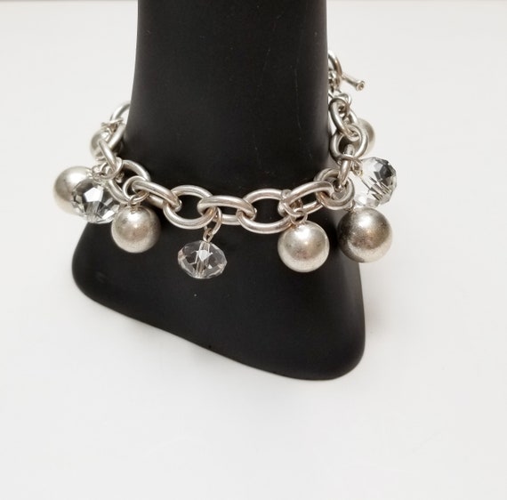Signed Chico's Silver Tone Balls &  Glass Crystal… - image 8