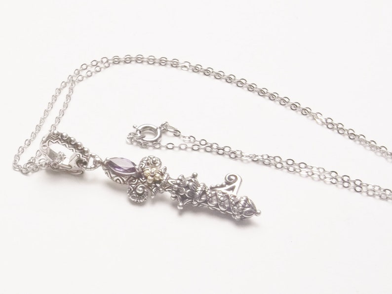 Vintage on Etsy Designer Barbara Bixby Key/'s of Life Sterling Silver /& 18K Gold Amethyst Fine Jewelry Necklace Gift For Her