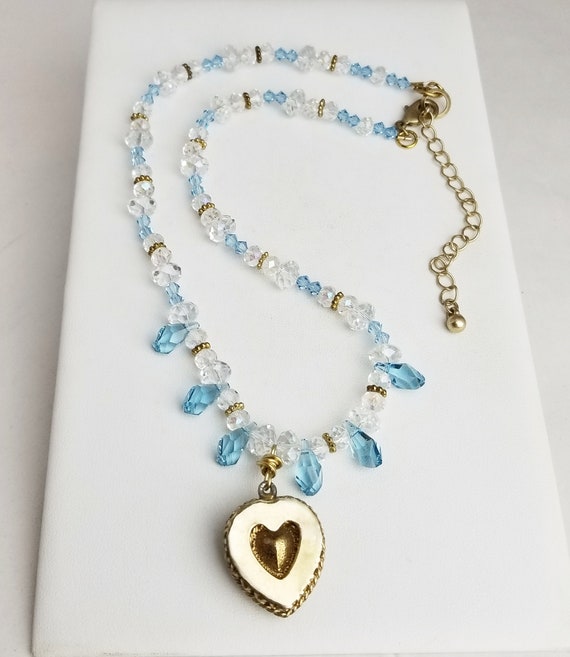 Vintage Necklace, Rhinestone  & Crystal Heart Pen… - image 9