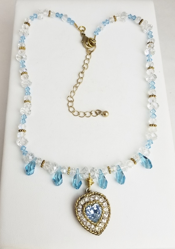 Vintage Necklace, Rhinestone  & Crystal Heart Pen… - image 7