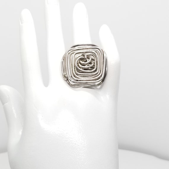 Vintage Silver Tone Wire Wrap Ring: Bold Costume … - image 1