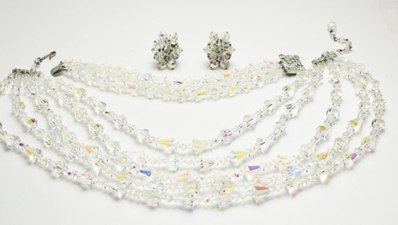 Mid 1950's Swarovski AB Crystals 5 Strand Choker … - image 8