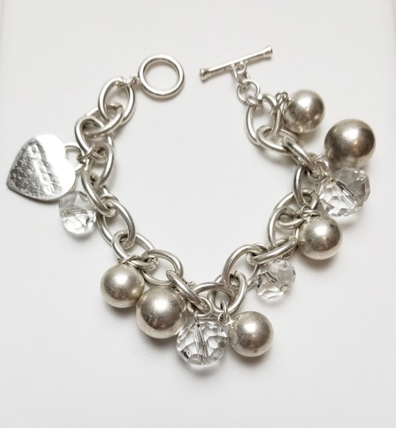 Signed Chico's Silver Tone Balls &  Glass Crystal… - image 4