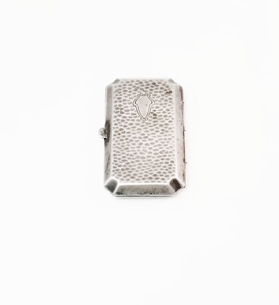 Antique Hammered Sterling Silver Sovereign Coin Holder Monogrammed Coin Case Keeper