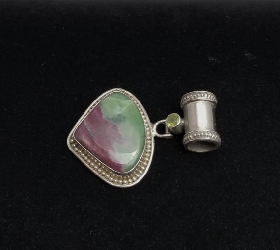 Sterling Silver Ruby Zoisite Gemstone Pendant: Fi… - image 2