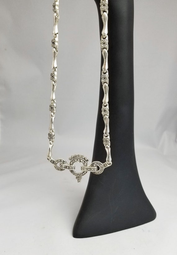 Silver Metal Egyptian Revival Marcasite Style Cho… - image 5