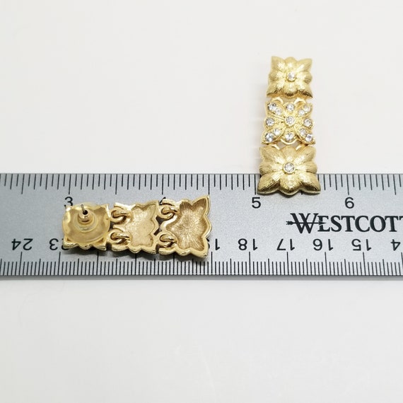 Rhinestone Dangle Earrings: Graduated Gold Panel … - image 10