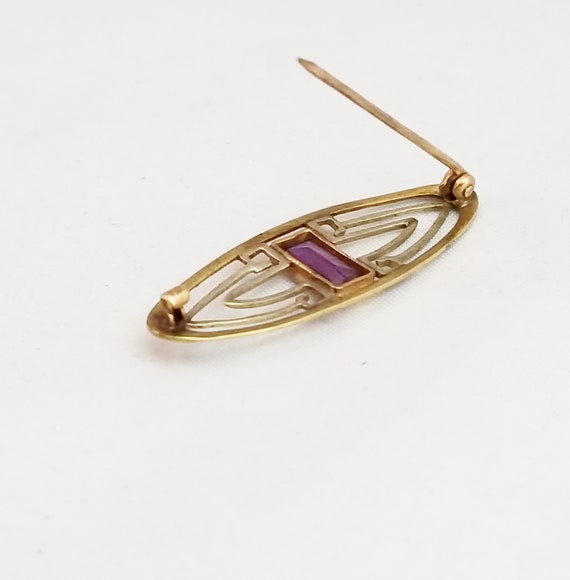 Antique Large Rectangle Cut Amethyst Solid 10K Ro… - image 9