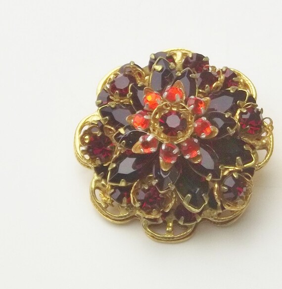 Stanley Hagler N.Y.C. Garnet Red Rhinestone - Fil… - image 5