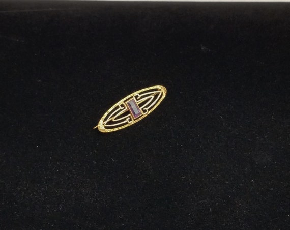 Antique Large Rectangle Cut Amethyst Solid 10K Ro… - image 3