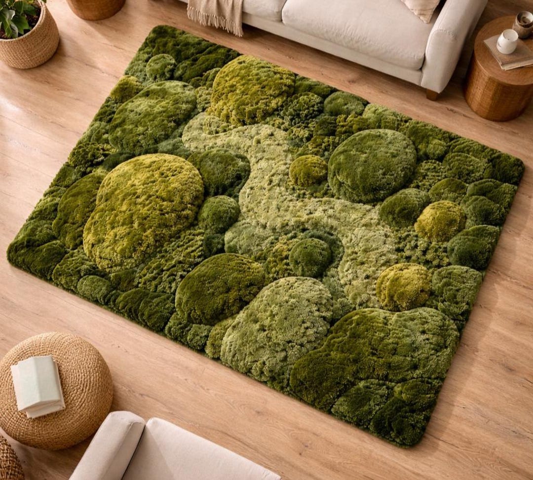 Moss Rug 3D Hand Tufted Textured Nature Statement Area Rug Biophilic ...