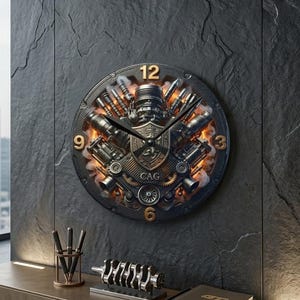 Executive Motor Art 3D Digital Clock, Luxury Carbon Engine Piston Clock, Quiet Luxury Automotive Decor, 2026 Movement Stealth Wealth Gear