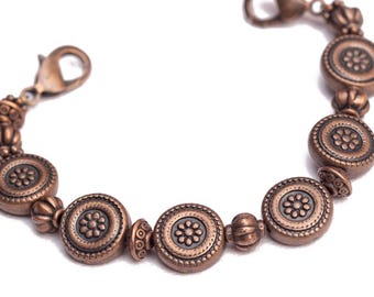 Medical ID Bracelet Stretch Beaded Medical Alert Bracelet Interchangeable Bead Watch Band Stretch Watch Bracelet Metal - Copper Deco