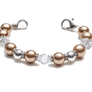 Pearl Medical ID Bracelet Woman | Stretch Medic Alert Bracelet Replacement | Interchangeable Beaded Watch Bracelet | Khaki Pearl