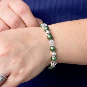 Pearl Medical Alert Bracelet | STRETCH Woman Medical Bracelet Replacement Band | Interchangeable Medical ID Bracelet | Hunter Green Pearl