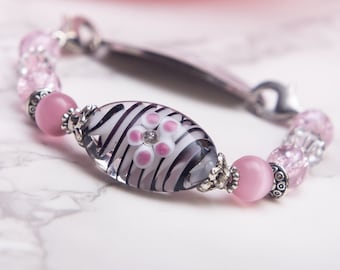 Medical ID Bracelet Woman Stretch Beaded Medical Alert Bracelet Interchangeable Bead Watch Band Stretch Watch Bracelet Pink - Jacqueline