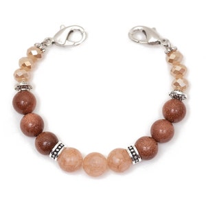 STRETCH Medical Alert Bracelet | Replacement Medical ID Bracelet Woman | Beaded Interchangeable ID Bracelet | Sunstone Goldstone | Sunkissed