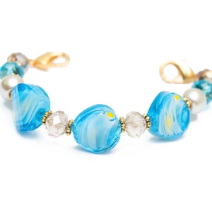 GOLD Tone Medical Alert Bracelet | Woman Stretch Medical Bracelet Replacement Band | Interchangeable Medical ID Bracelet | Aqua Beach Days