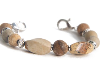 Stretch Medic Alert Bracelet | Replacement Medical ID Bracelet | Interchangeable Beaded Watch Bracelet | Natural Stone - Picture Jasper