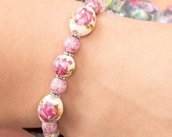 Stretch Medic Alert Bracelet | Medical ID Bracelet Watch | Interchangeable Watch Band | Watch Bracelet | Rose Dreams Oval
