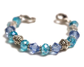 Stretch Medic Alert Bracelet | Medical ID Bracelet | Interchangeable Medical Alert Bracelet | Stretch Medical ID | Crystal Seabreeze Blue