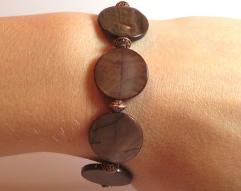 Coffee Bean- COPPER Interchangeable Beaded Watch Band or Medical ID Bracelet