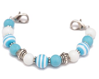 Stretch Medic Alert Bracelet | Medical ID Bracelet | Interchangeable Medical Alert Bracelet | Stretch Medical ID | Summer Stripes Sky Blue