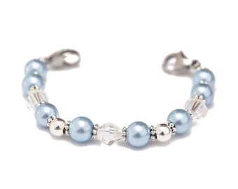 Medical ID Bracelet Woman Stretch Beaded Medical Alert Bracelet Interchangeable Bead Watch Band Stretch Watch Bracelet - Clear Skies Ahead