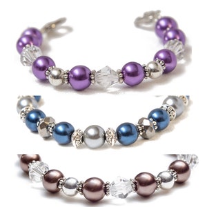 STRETCH Medical Bracelet | Medical Alert Bracelet | Interchangeable Medical ID Replacement Bracelet | Purple/Navy/Brown Pearl Collection