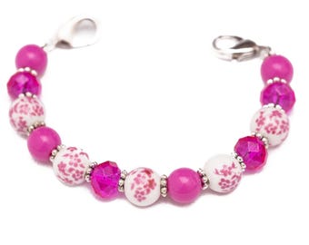 Stretch Medic Alert Bracelet | Medical ID Bracelet Watch | Interchangeable Watch Band | Watch Bracelet | Petunia Pink Round