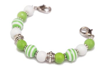 Stretch Medic Alert Bracelet | Medical ID Bracelet | Interchangeable Medical Alert Bracelet | Stretch Medical ID | Summer Stripes Lime Green
