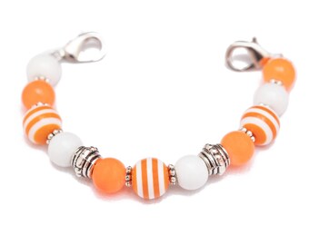 Stretch Medic Alert Bracelet | Medical ID Bracelet | Interchangeable Medical Alert Bracelet | Stretch Medical ID | Summer Stripes Orange