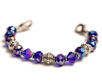 Stretch Medic Alert Bracelet | Medical ID Bracelet | Interchangeable Medical Alert Bracelet | Stretch Medical ID | Crystal Purple Blue