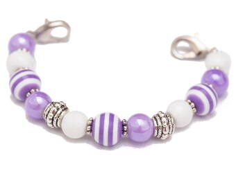 Stretch Medic Alert Bracelet | Medical ID Bracelet | Interchangeable Medical Alert Bracelet | Stretch Medical ID | Summer Stripes Purple