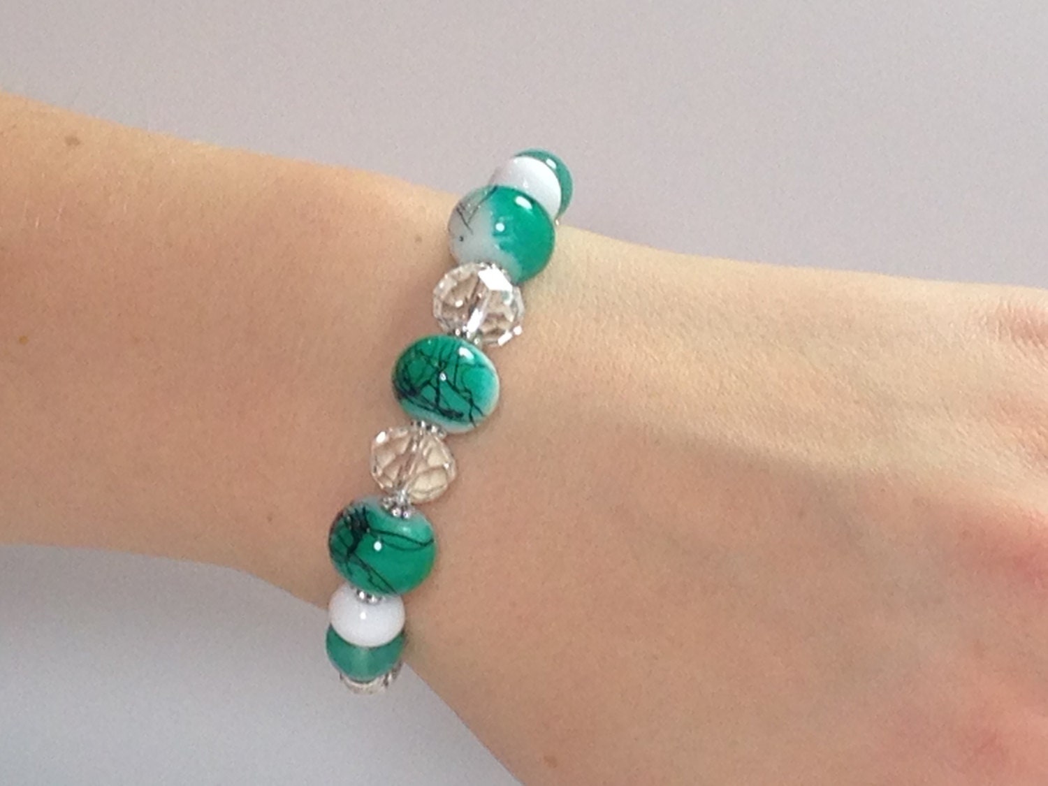 Green Jade Blossom Interchangeable Beaded Watch Band in Etsy