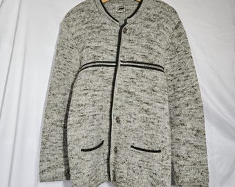 Cárdigan vintage Dralon Bayer Textilfaser M Estilo abuelo ecléctico Academia