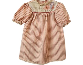 Vtg 70s Her Majesty Nightgown Infant 9 Months Christmas Holiday Stripes