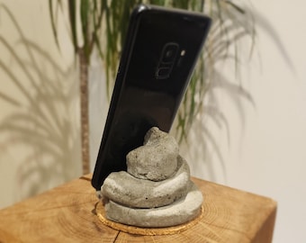 Soporte para teléfono de hormigón con forma de caca divertida - Decoración de escritorio de oficina - Soporte único para smartphone