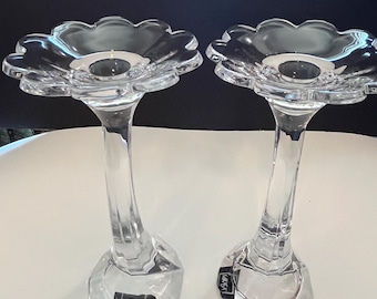 Vintage Mikasa Crystal Petals Candlestick Holder (2)