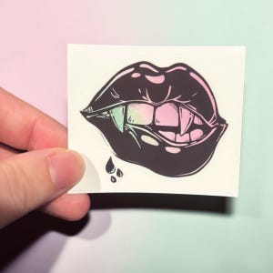 Gothic Vampire Bite& Kiss Glossy Sticker