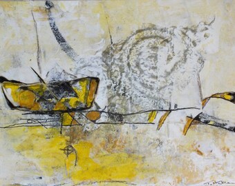 Primitive Series - black and yellow with boat