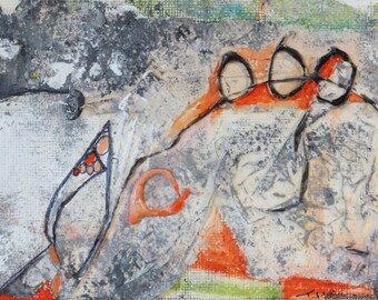Primitive Series: 5 works - orange, peach, black, white